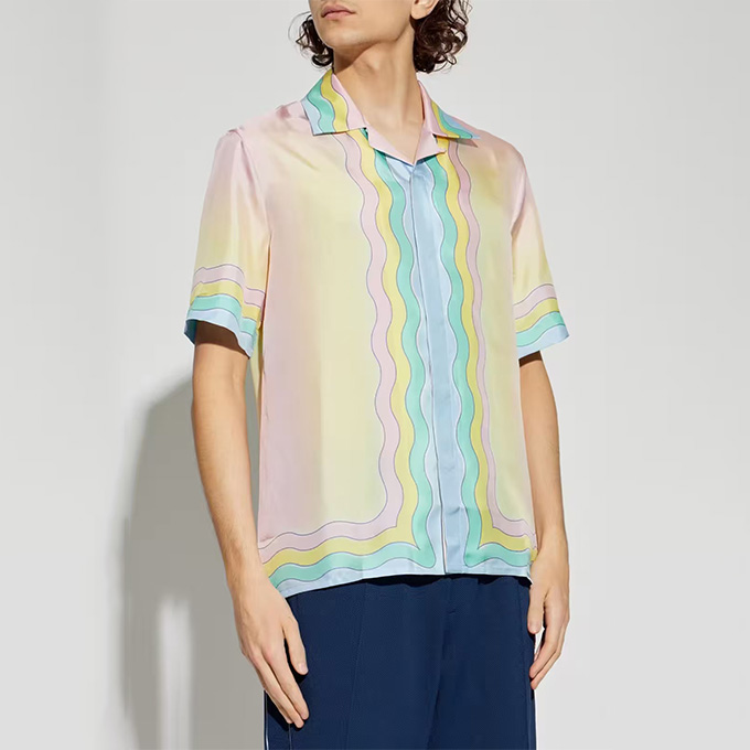 casablanca printed silk short sleeve shirt